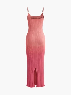 COMMENSE Gradient Split Cami Sweater Long Dress* Sweater Dresses|Cocktail & Party Dresses