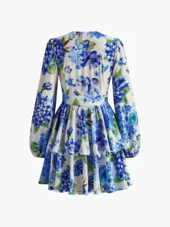 COMMENSE Grape Printed Ruffle Corset Dress* Casual Dresses|Cocktail & Party Dresses