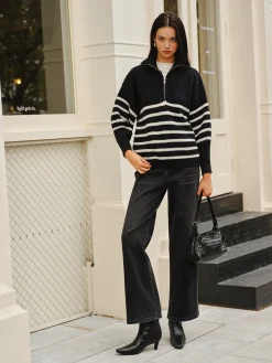 COMMENSE Half-Zip Striped Sweater* Sweater Tops|Sweaters & Cardigans