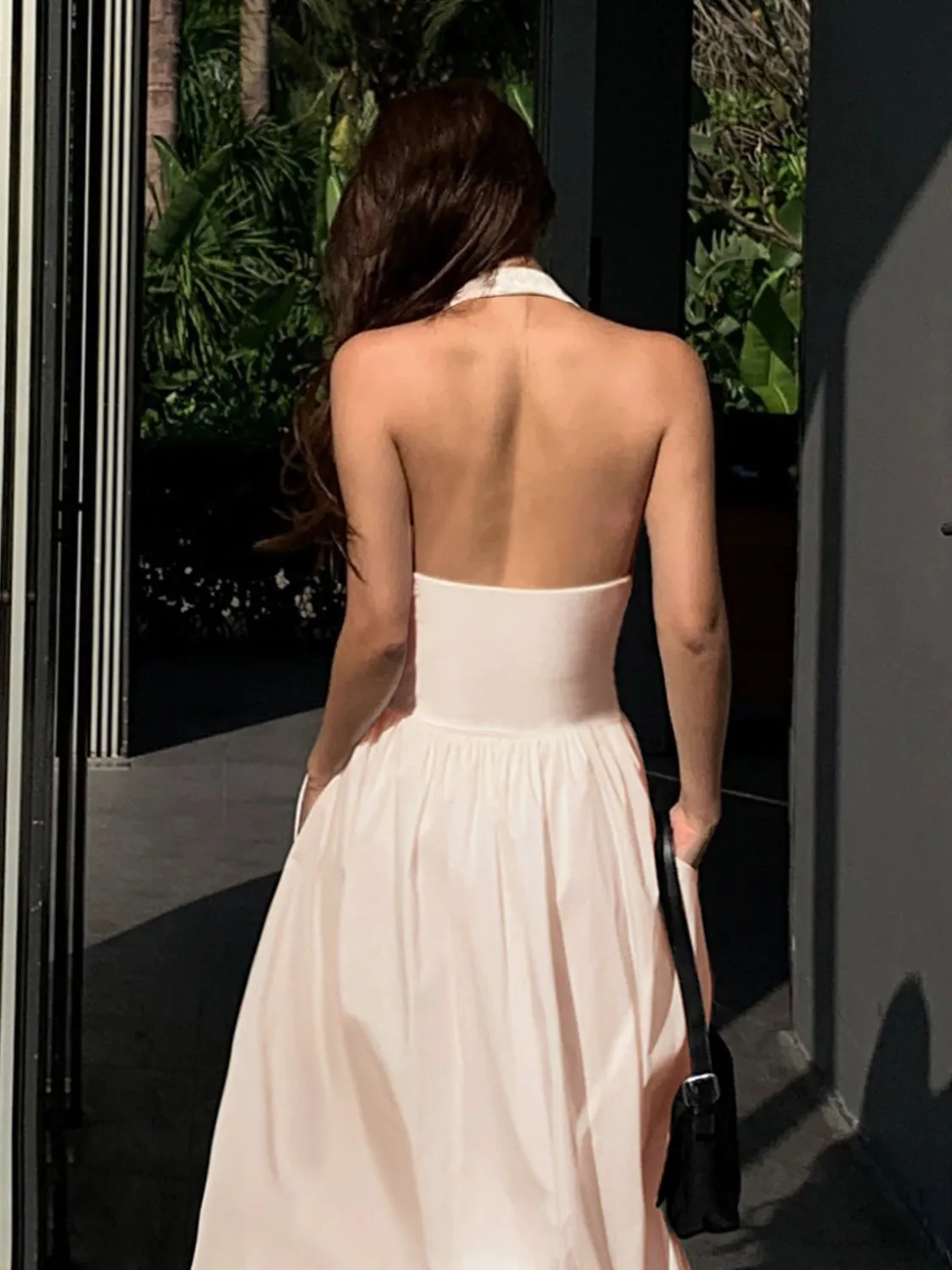 COMMENSE Halter Backless Pockets Dress* White Dresses|Black Dresses