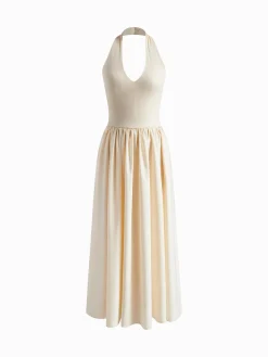 COMMENSE Halter Backless Pockets Dress* White Dresses|Black Dresses