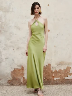 COMMENSE Halter Keyhole Neckline Backless Long Dress* Casual Dresses|Cocktail & Party Dresses