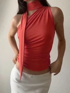 COMMENSE Halter Neck Asymmetrical Top* Sweater Tops|Tank Tops & Camis