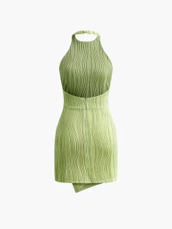 COMMENSE Halter Texture Backless Short Dress* Vacation Dresses|Summer Dresses