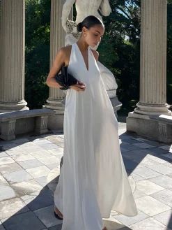 COMMENSE Halter V-Neck Sleeveless Long Dress* Dresses