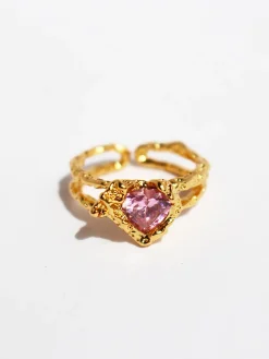 COMMENSE Heart Rhinestone Adjustable Open Ring* Rings & Bracelets|Accessories