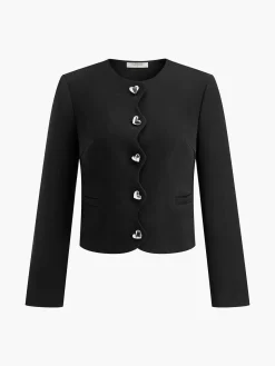 COMMENSE Heart-Button Regular Fit Blazer* Outerwear|Blazers