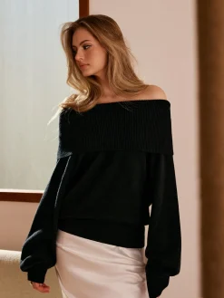 COMMENSE High Stretch Off-Shoulder Shift Sweater* Sweater Tops|Sweaters & Cardigans