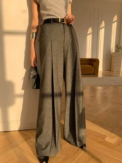 COMMENSE High Waist Pleated Pants Without Belt* Pants|Bottoms
