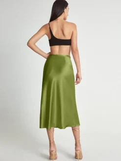 COMMENSE High Waisted Satin Flowy Midi Skirt* Skirts|Bottoms