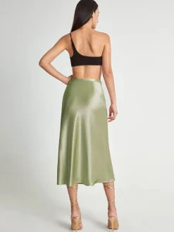 COMMENSE High Waisted Satin Flowy Midi Skirt* Skirts|Bottoms