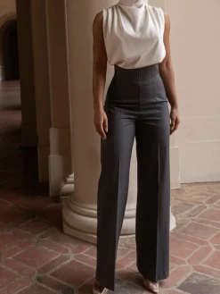 COMMENSE High Waistline Straight Leg Pants* Pants|Bottoms
