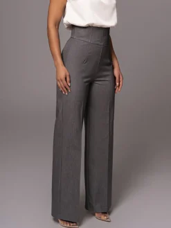 COMMENSE High Waistline Straight Leg Pants* Pants|Bottoms