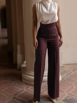 COMMENSE High Waistline Straight Leg Pants* Pants|Bottoms