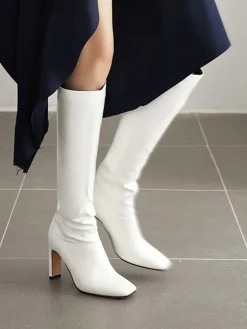 COMMENSE High-Heel Square Toe Knee-High Boots* Shoes|Accessories