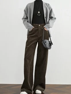 COMMENSE High-Waist Corduroy Draped Pants* Pants|Bottoms