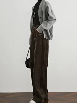 COMMENSE High-Waist Corduroy Draped Pants* Pants|Bottoms
