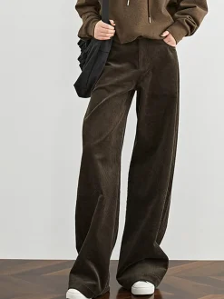 COMMENSE High-Waist Corduroy Draped Pants* Pants|Bottoms