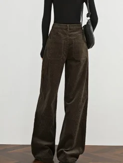 COMMENSE High-Waist Corduroy Draped Pants* Pants|Bottoms