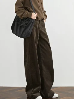 COMMENSE High-Waist Corduroy Draped Pants* Pants|Bottoms