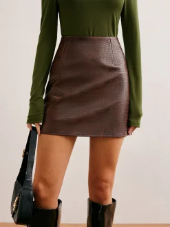 COMMENSE High-Waist Crocodile Mini Skirt* Skirts|Bottoms