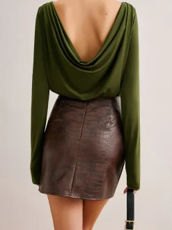 COMMENSE High-Waist Crocodile Mini Skirt* Skirts|Bottoms