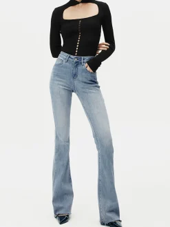 COMMENSE High-Waist Denim Bootcut Jeans* Jeans|Pants