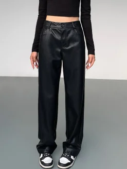 COMMENSE High-Waist Faux Leather Pants* Pants|Bottoms