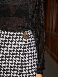 COMMENSE High-Waist Metal-Button Houndstooth Shorts* Shorts|Bottoms