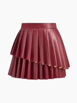 COMMENSE High-Waist Metal-Detail Asymmetrical Pleated Skirt* Bottoms