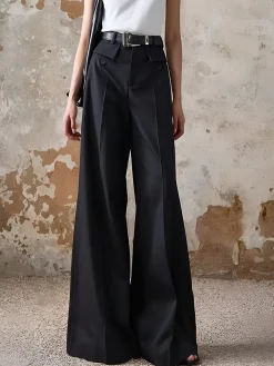 COMMENSE High-Waist Piping Bell Pants Without Belt* Pants|Bottoms