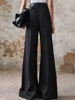 COMMENSE High-Waist Piping Bell Pants Without Belt* Pants|Bottoms