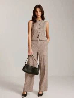 COMMENSE High-Waist Plaid Belted Pants* Pants|Matching Sets