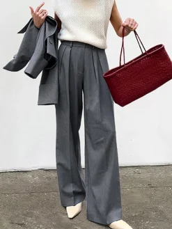 COMMENSE High-Waist Pleated Thin Pants* Pants|Bottoms