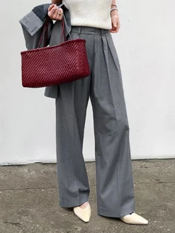 COMMENSE High-Waist Pleated Thin Pants* Pants|Bottoms