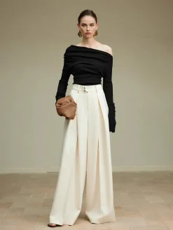 COMMENSE High-Waist Pleated Wide-Leg Pants* Pants|Bottoms