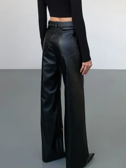 COMMENSE High-Waist PU Leather Pants Without Belt* Pants