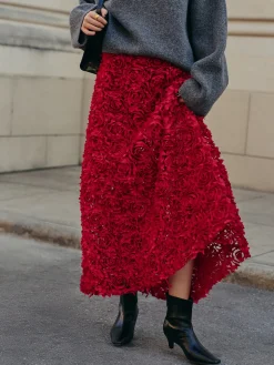 COMMENSE High-Waist Rosette Skirt* Skirts|Matching Sets