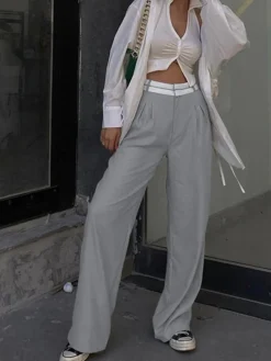 COMMENSE Highway Reverse Waistband Wide Leg Dress Pants* Wide Leg|Pants