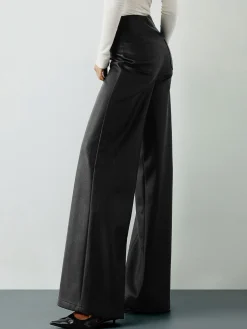 COMMENSE High-Wist PU Leather Wide-Leg Pants* Pants|Bottoms
