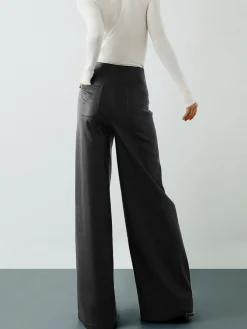 COMMENSE High-Wist PU Leather Wide-Leg Pants* Pants|Bottoms