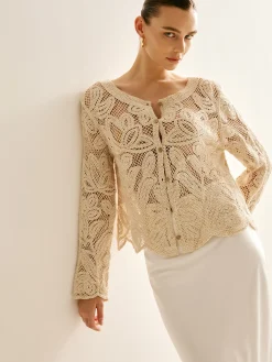 COMMENSE Hollow Button Plisse Cardigan* Cardigans|Sweaters & Cardigans