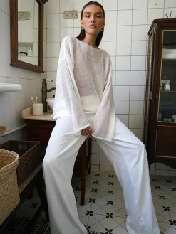 COMMENSE Hollow Draped Snug Knit Top* Sweater Tops|Sweaters & Cardigans