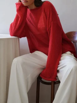 COMMENSE Hollow Draped Snug Knit Top* Sweater Tops|Sweaters & Cardigans