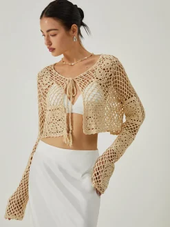 COMMENSE Hollow Knotted Knit Outerwear* Sweater Tops|Outerwear