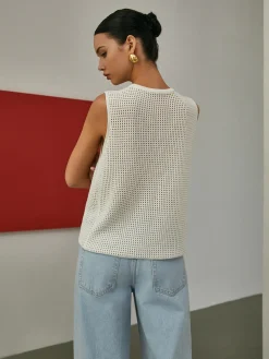 COMMENSE Hollow Sleeveless Knit Cardigan* Cardigans|Sweaters & Cardigans