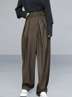 COMMENSE Hook-and-Loop Fastener Wide Leg Velcro Pants* Wide Leg|Pants