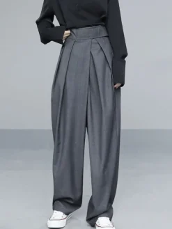 COMMENSE Hook-and-Loop Fastener Wide Leg Velcro Pants* Wide Leg|Pants