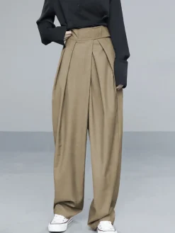 COMMENSE Hook-and-Loop Fastener Wide Leg Velcro Pants* Wide Leg|Pants