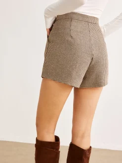 COMMENSE Houndstooth Button Shorts* Shorts|Bottoms